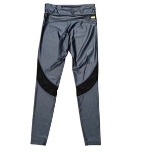 Alala Metallic Gunmetal Grey Mesh Panel Activewear Leggings Size S